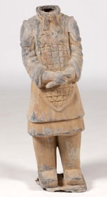 CHINESE TERRACOTTA-STYLE SOLDIER GARDEN STATUE
