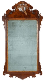 BRITISH GEORGE III / AMERICAN CHIPPENDALE MAHOGANY LOOKING GLASS / WALL MIRROR