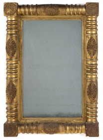 AMERICAN CLASSICAL GILTWOOD LOOKING GLASS / WALL MIRROR