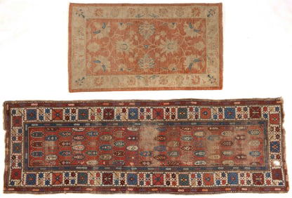SEMI-ANTIQUE AND CONTEMPORARY PERSIAN / ORIENTAL SCATTER RUG AND RUNNER, LOT OF TWO