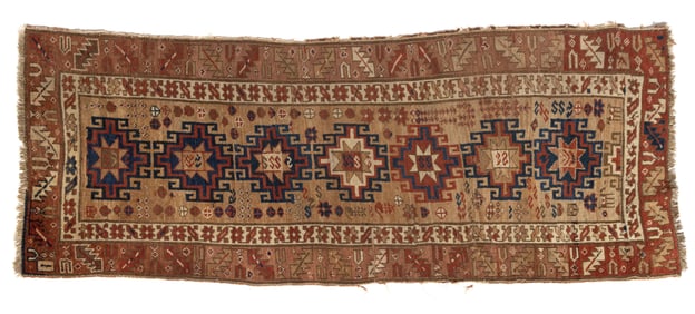 SEMI-ANTIQUE CAUCASIAN RUNNER RUG