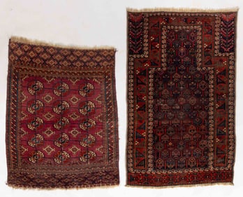 SEMI-ANTIQUE CAUCASIAN ORIENTAL SCATTER / PRAYER RUGS, LOT OF TWO