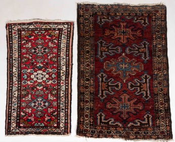 SEMI-ANTIQUE PERSIAN HAMADAN SCATTER RUGS, LOT OF TWO