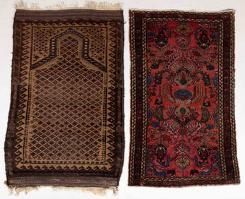 ANTIQUE PERSIAN BELUCHISTAN PRAYER / SCATTER RUGS, LOT OF TWO