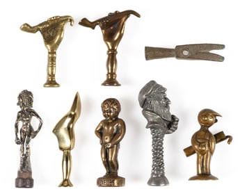 EUROPEAN / AMERICAN FIGURAL NOVELTY PIPE TAMPERS, LOT OF EIGHT