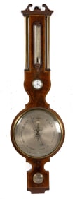 ENGLISH GEORGIAN MAHOGANY WHEEL / BANJO BAROMETER