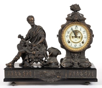 ANSONIA "CINCINNATUS" MANTEL FIGURAL MANTEL CLOCK