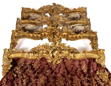 SET OF FOUR MONUMENTAL CONTINENTAL GILTWOOD PELMETS / VALANCES