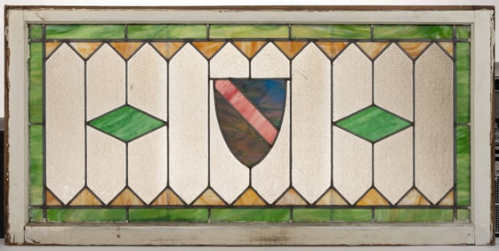 ANTIQUE LEADED, SLAG AND STAINED GLASS WINDOW PANEL