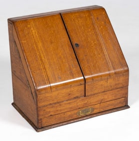 ENGLISH PARKINS & GOTTO OAK LETTER BOX / TRAVELING DESK