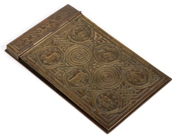 TIFFANY STUDIOS BRONZE ZODIAC MEMO / NOTEPAD HOLDER