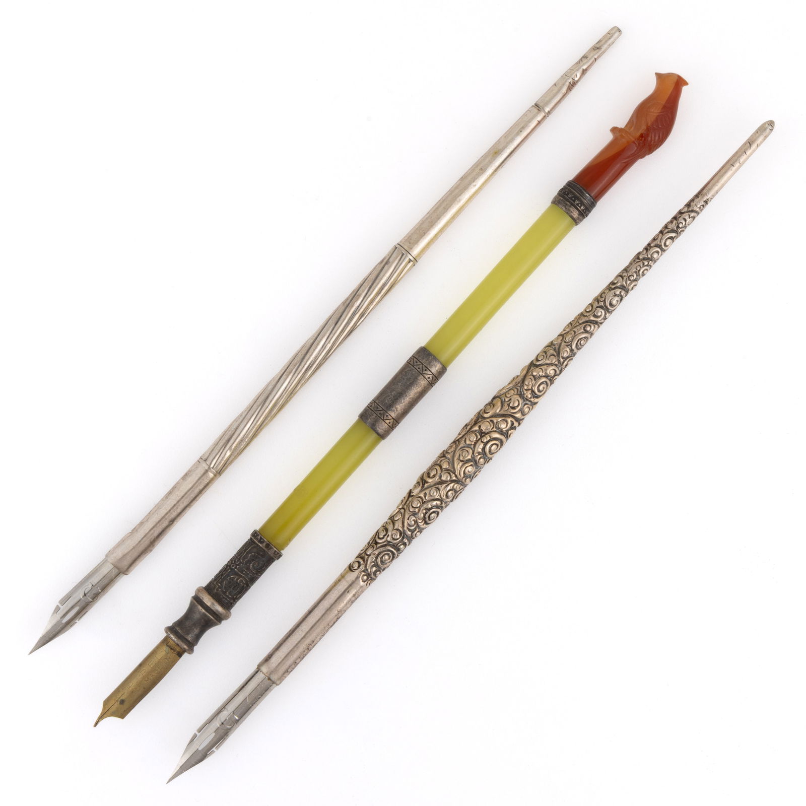 ASSORTED STERLING SILVER-HANDLED AND OTHER DIP PENS, LOT OF THREE (1 of 1)