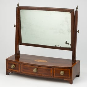 ENGLISH GEORGIAN INLAID MAHOGANY-VENEERED DRESSING MIRROR