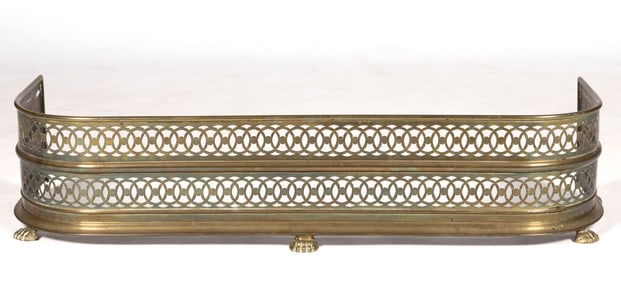 ENGLISH BRASS PIERCED FIREPLACE FENDER