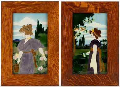 CARL SIGMUND LUBER (GERMANY, 1868-1934) FOR JOHANN VON SCHWARZ ART NOUVEAU-STYLE FRAMED TILES, LOT