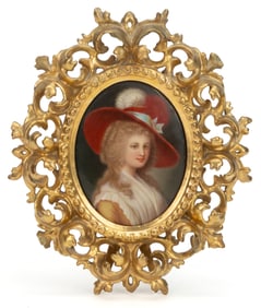 CONTINENTAL PORCELAIN FRAMED PORTRAIT PLAQUE