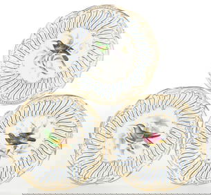 BRITISH HAND-PAINTED HUMMINGBIRD MOTIF CERAMIC CABINET PLATES, SET OF THREE
