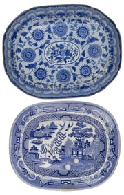 STAFFORDSHIRE TRANSFER-PRINTED CERAMIC PLATTERS, LOT OF TWO