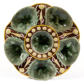 ENGLISH / AMERICAN MAJOLICA CERAMIC OYSTER PLATE