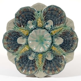 ENGLISH / AMERICAN MAJOLICA CERAMIC OYSTER PLATE