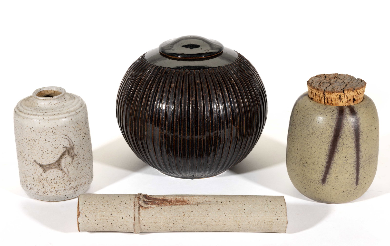 SIGNED RICHARD TUCK (VIRGINIA / INDIANA, 1948-2013) STUDIO POTTERY ARTICLES, LOT OF FOUR (1 of 4)