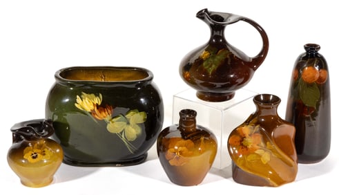 AMERICAN ART POTTERY STANDARD GLAZE ARTICLES, LOT OF SIX