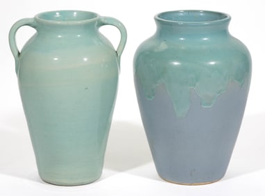 ZANESVILLE STONEWARE COMPANY LARGE VASES, LOT OF TWO