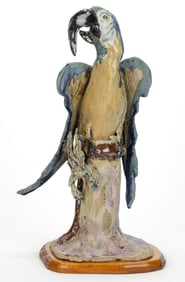 HARRY GUTHRIE PHILLIPS (AMERICAN, B. 1935) STUDIO POTTERY PARROT FIGURE