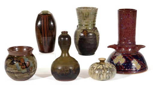 ASSORTED STUDIO POTTERY VASES, LOT OF SIX
