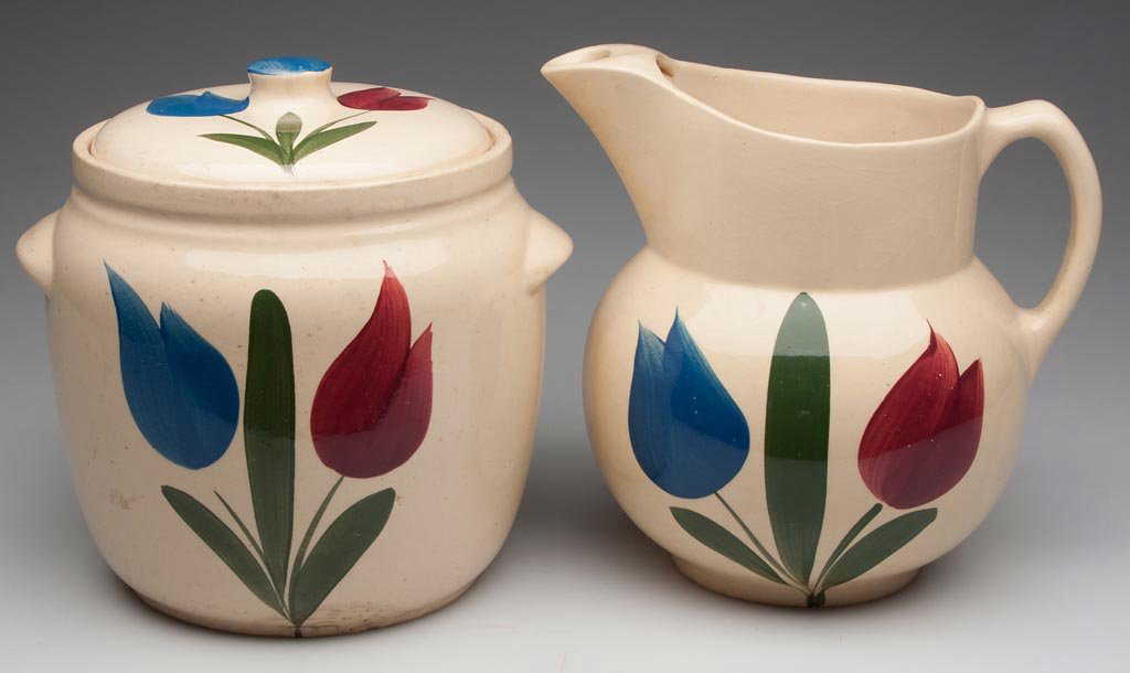 WATT POTTERY TULIP PATTERN ARTICLES, LOT OF TWO