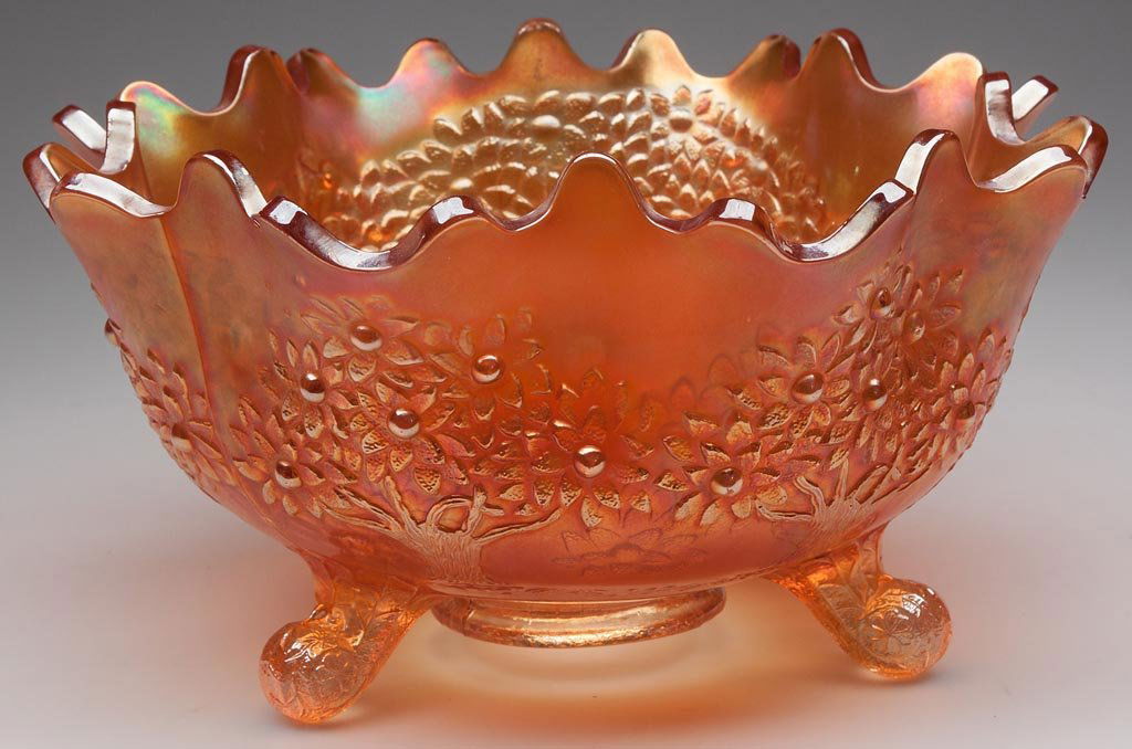 FENTON NO. 921 / ORANGE TREE CARNIVAL GLASS ORANGE BOWL Apr 13, 2013