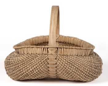 RARE JEROME AREA, SHENANDOAH CO., SHENANDOAH VALLEY OF VIRGINIA RIB-TYPE WOVEN-SPLINT BASKET