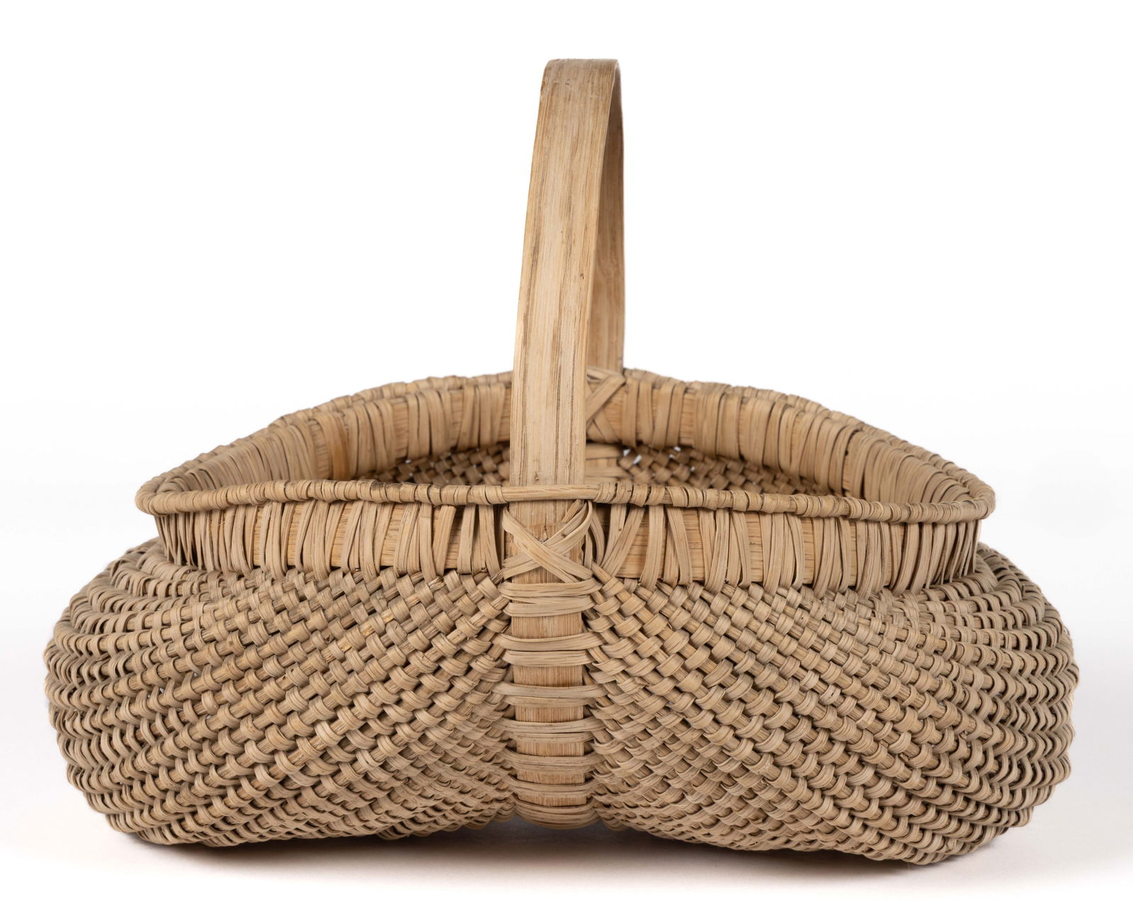 RARE JEROME AREA, SHENANDOAH CO., SHENANDOAH VALLEY OF VIRGINIA RIB-TYPE WOVEN-SPLINT BASKET