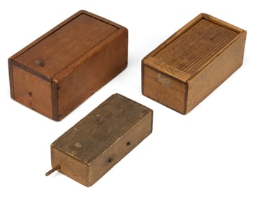 VIRGINIA WOODEN SLIDE-TOP BOXES, LOT OF THREE