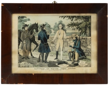 AMERICAN REVOLUTIONARY WAR HISTORICAL PRINT IN ORIGINAL FRAME