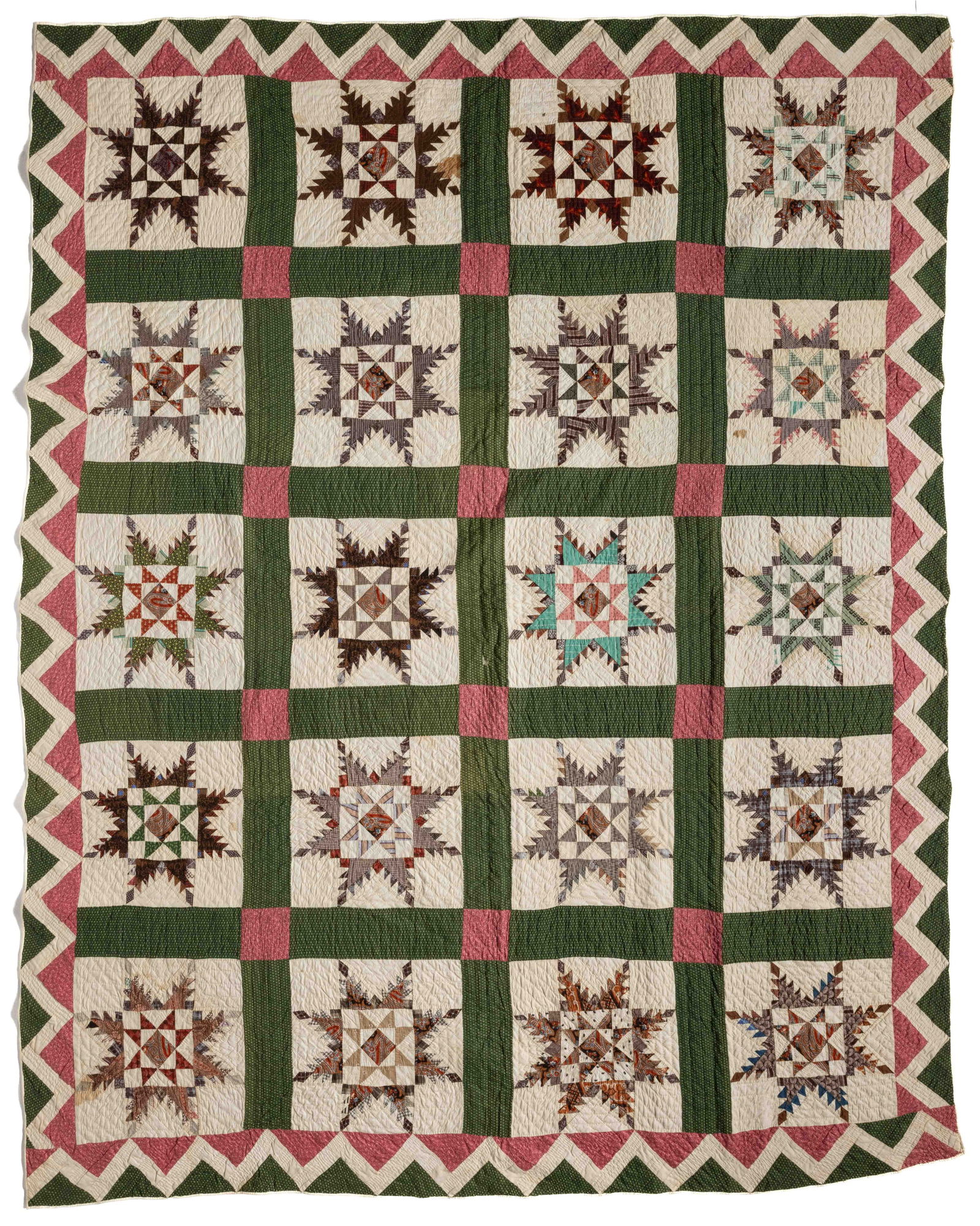 SHENANDOAH VALLEY OF VIRGINIA "FEATHERED STAR" VARIANT PIECED QUILT (1 of 7)