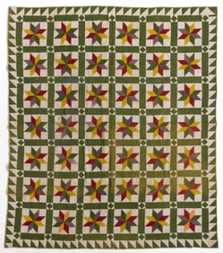 SHENANDOAH VALLEY OF VIRGINIA "EIGHT-POINTED STAR" PIECED QUILT