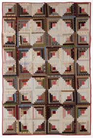 SHENANDOAH VALLEY OF VIRGINIA "LOG CABIN - LIGHT AND DARK" PIECED QUILT