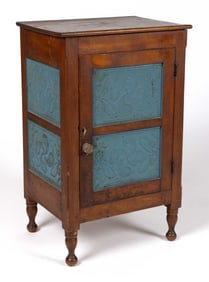 EXTREMELY RARE AND IMPORTANT SHENANDOAH VALLEY OF VIRGINIA CHERRY PUNCHED-TIN-PANELED TABLE-TOP