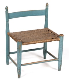 FINE SHENANDOAH VALLEY OF VIRGINIA PAINTED SPINNER'S BACKED SPLIT-BOTTOM STOOL