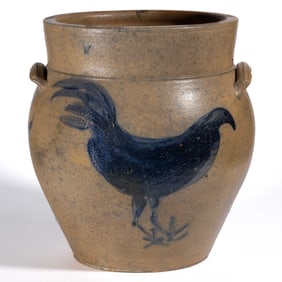 JOHN D. HEATWOLE, ROCKINGHAM CO., SHENANDOAH VALLEY OF VIRGINIA DECORATED STONEWARE JAR