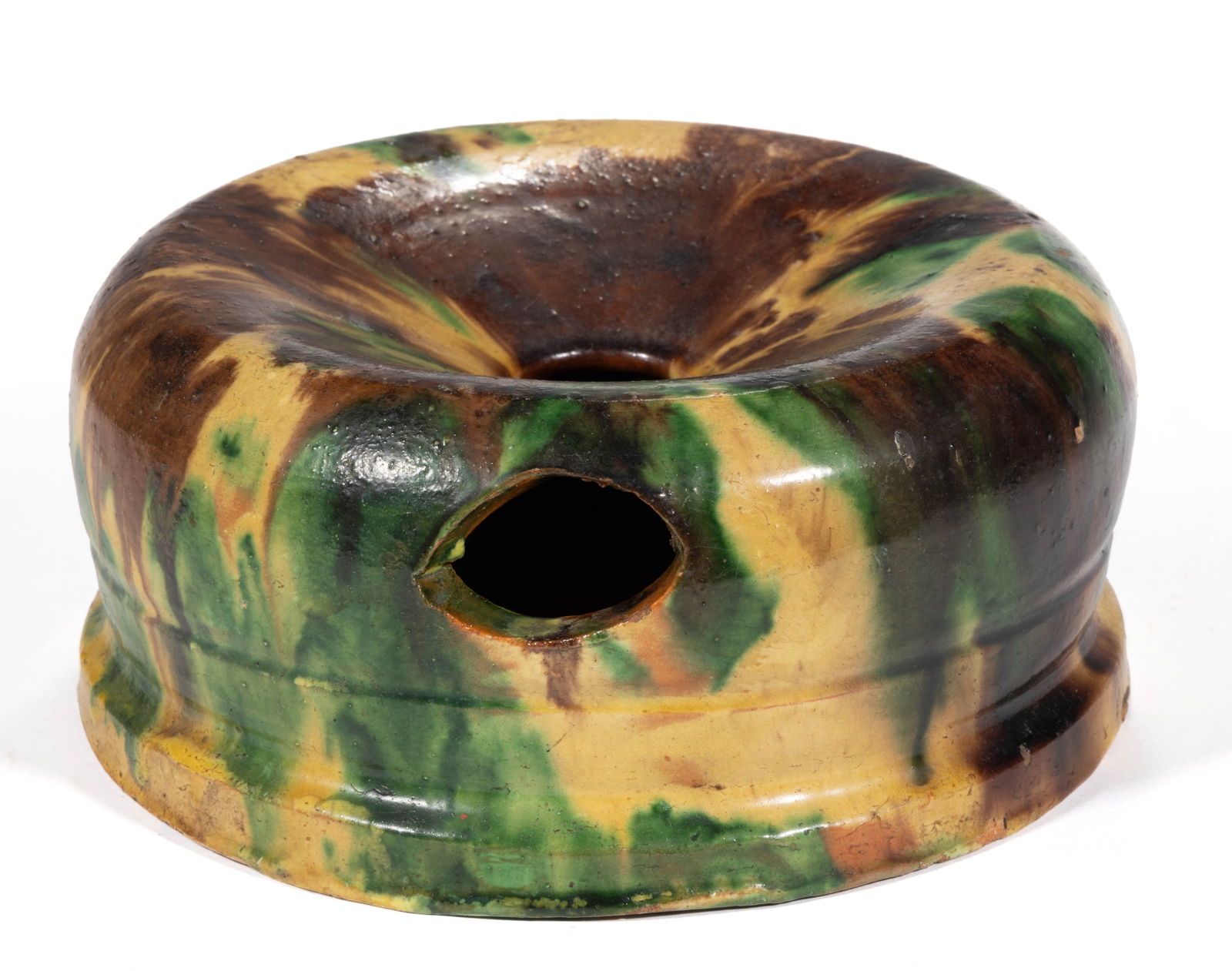 STRASBURG, SHENANDOAH VALLEY OF VIRGINIA POLYCHROME-DECORATED EARTHENWARE / REDWARE CUSPIDOR / (1 of 6)