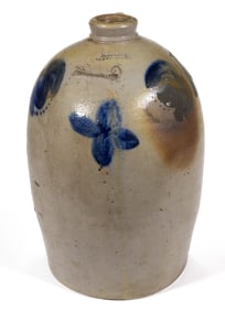 STAMPED "JOHN BELL / WAYNESBORO", PENNSYLVANIA DECORATED STONEWARE JUG