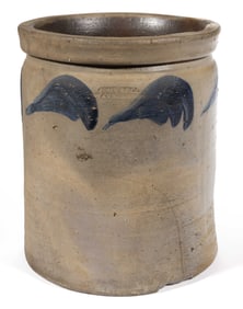 STAMPED "JOHN BELL / WAYNESBORO'", PENNSYLVANIA DECORATED STONEWARE JAR