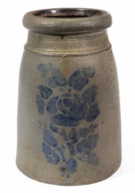 WESTERN PENNSYLVANIA STENCILED STONEWARE CANNER