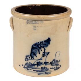 STAMPED "J. NORTON & CO. / BENNINGTON VT:", VERMONT, DECORATED STONEWARE LARGE CROCK
