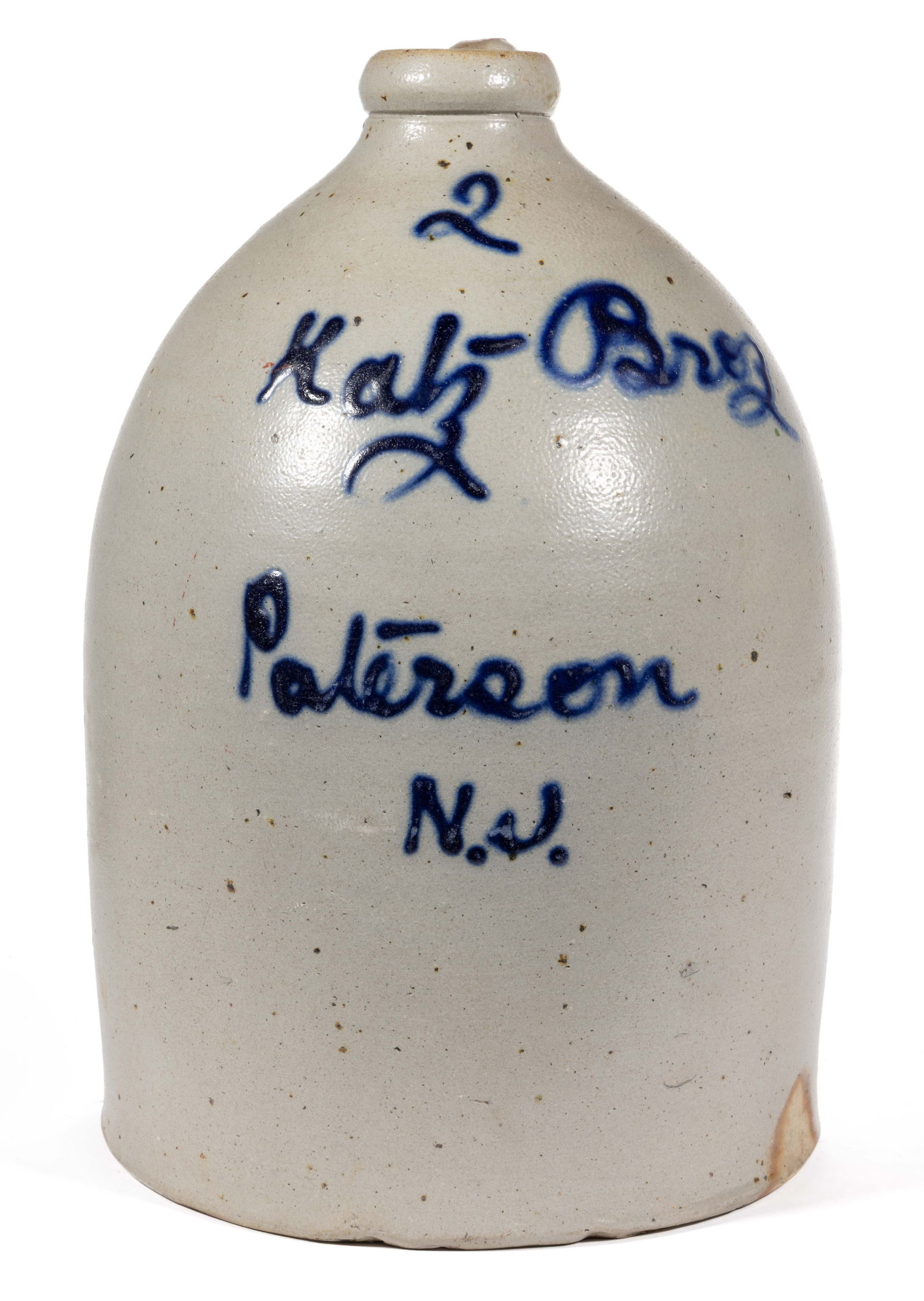 NEW JERSEY MERCHANT'S SCRIPT STONEWARE JUG (1 of 5)