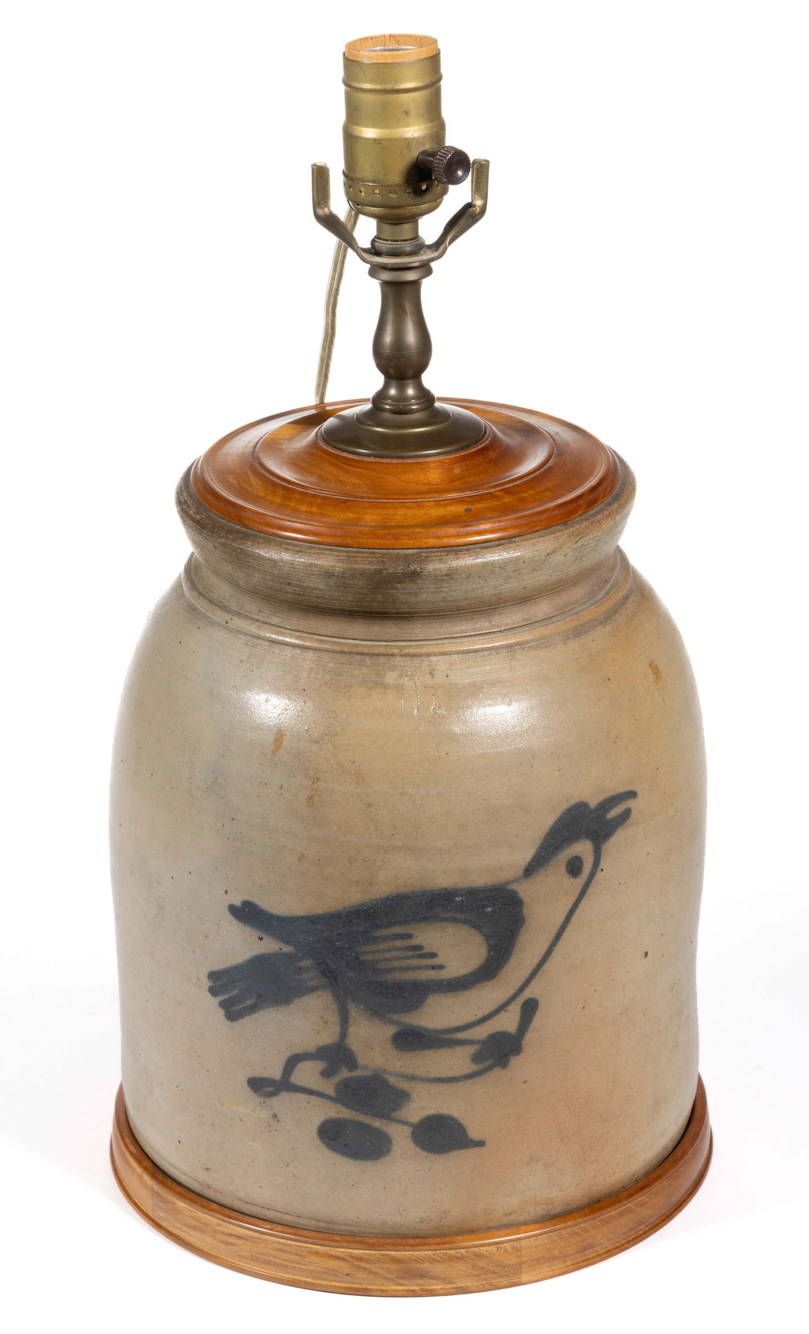 NORTHEASTERN DECORATED STONEWARE JAR ELECTRIC TABLE LAMP (1 of 5)