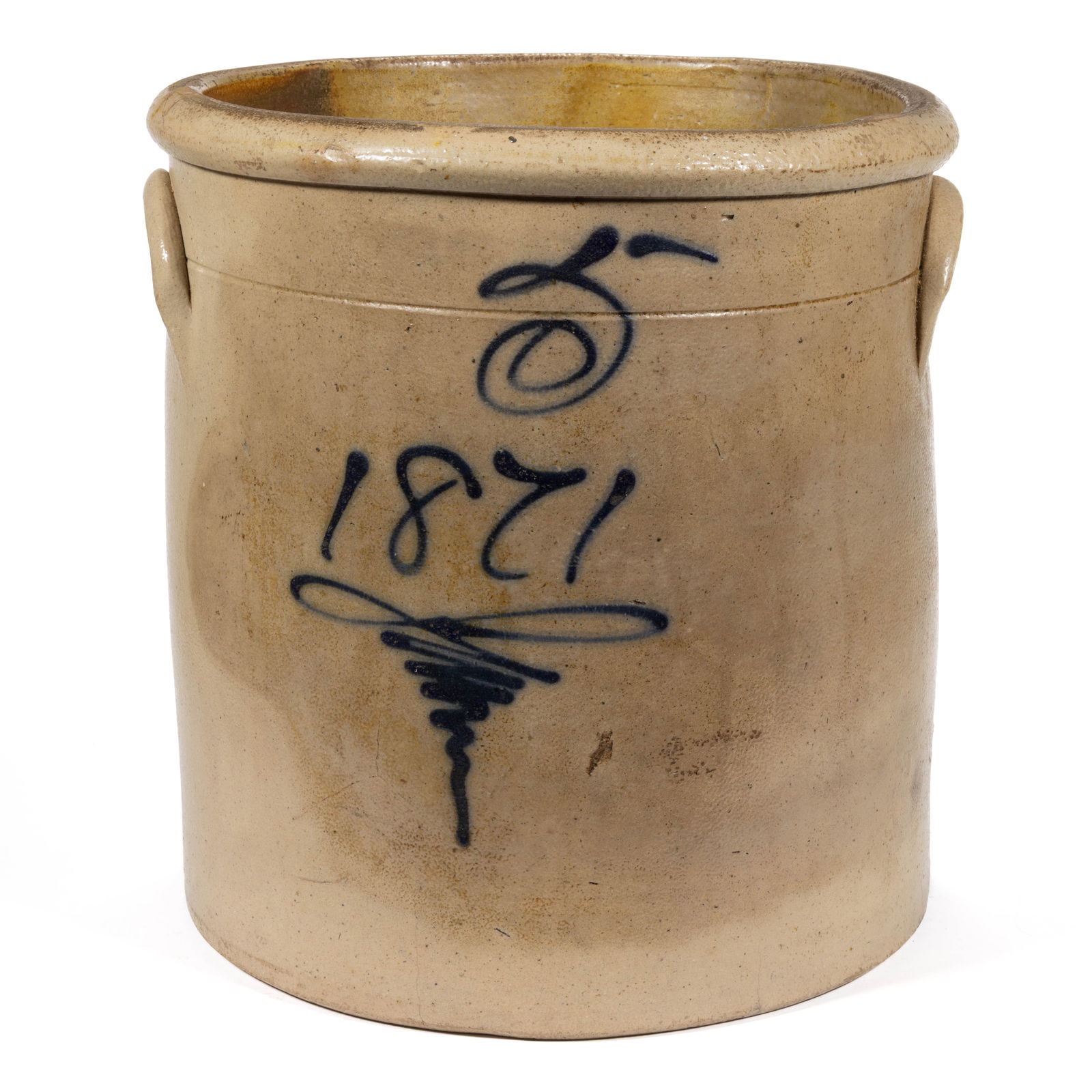 OHIO ATTRIBUTED DECORATED STONEWARE CROCK (1 of 5)