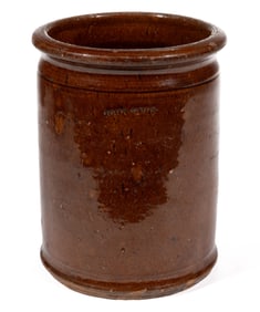 STAMPED "JOHN BELL", WAYNESBORO, PENNSYLVANIA EARTHENWARE / REDWARE JAR